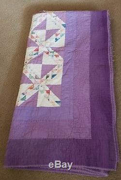 Vintage Purple Quilt Handmade 1940's