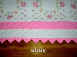 Vintage Queen/King Hand Made Embroidered Quilt 86x102