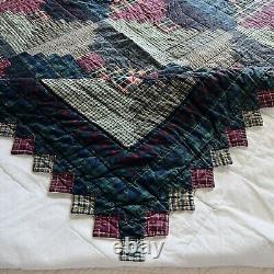 Vintage Queen Size Log Cabin Cotton Quilt