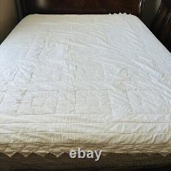 Vintage Queen Size Log Cabin Cotton Quilt