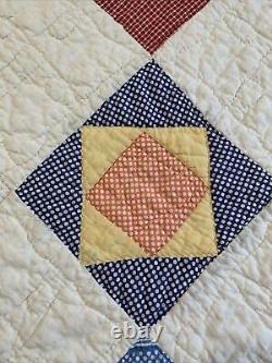 Vintage Quilt 72x72 Squares Hand Quilted