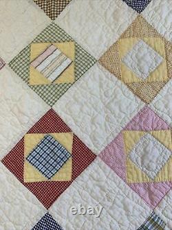 Vintage Quilt 72x72 Squares Hand Quilted