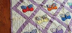 Vintage Quilt-78x78-from The 1950's -hand Stiched-beautful Butterfly Pattern