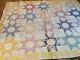 Vintage Quilt All Hand Made & Quilted 64 X 80 Twin Size Star Pattern