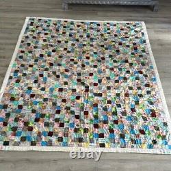 Vintage Quilt Blanket 84x70 inches Handmade 1940's-60's Patchwork Multicolored