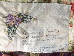 Vintage Quilt COVERLET 48 X 66 Handmade Signed Dated STARS Garden Baskets