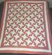 Vintage Quilt Drunkard Path Hand Made Quilted Pink White 66x77