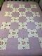 Vintage Quilt Embroidered 62x80 Hand Quilted Purple