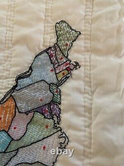 Vintage Quilt Embroidery 50 States w State Bird, Flower & Other Stats HANDWORK