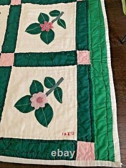 Vintage Quilt Floral Floral Flower Appliqué Patchwork Handmade 62x78