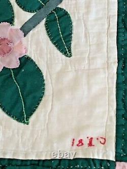 Vintage Quilt Floral Floral Flower Appliqué Patchwork Handmade 62x78