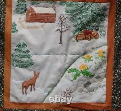 Vintage Quilt Green Deer Mancave Hand Stitched Handmade with Love by My Mom 80s
