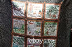Vintage Quilt Green Deer Mancave Hand Stitched Handmade with Love by My Mom 80s