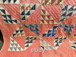 Vintage Quilt HOVERING HAWK Hand Stitched Handmade 62 x 72 Twin Full CLEAN