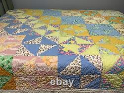 Vintage Quilt Half Squares 71x82 Hand Quilted