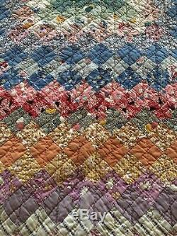 Vintage Quilt Hand Made Tiny Squares 76 x 88 PERFECT CONDITION