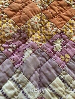 Vintage Quilt Hand Made Tiny Squares 76 x 88 PERFECT CONDITION