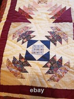 Vintage Quilt Hand Stitched In Friendship Pinwheel Pattern 79 x 77