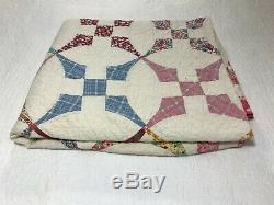 Vintage Quilt Handmade Hand Sewn Quilt 82 X 72