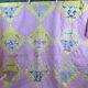 Vintage Quilt Handmade Pink Geometric Shapes With Family Names Approx 76x66 Read