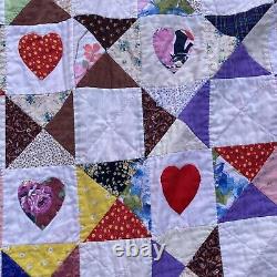 Vintage Quilt Hearts Handmade 100% Cotton Cupid Game Board 91 X 79