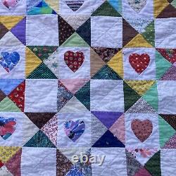 Vintage Quilt Hearts Handmade 100% Cotton Cupid Game Board 91 X 79