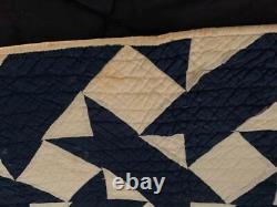 Vintage Quilt Indigo Blue Ribbon 1940s Hand Quilted