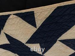 Vintage Quilt Indigo Blue Ribbon 1940s Hand Quilted