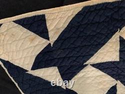 Vintage Quilt Indigo Blue Ribbon 1940s Hand Quilted