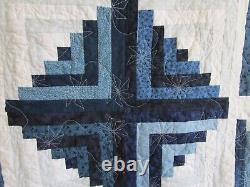 Vintage Quilt, Log Cabin Star, 76 X 78, Excellent, No Stains, No Holes, Clean