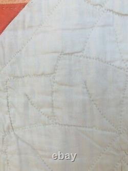Vintage Quilt Lone Star 75 X75 Hand Quilted Handmade Bright Yellow Orange Red