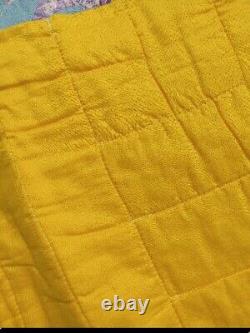 Vintage Quilt Lone Star Handmade 83 X 74 Hand Made Yellow