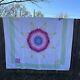 Vintage Quilt Lone Star Rainbow Hand Quilted 82 X 74 Purple Pink Green Border