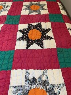 Vintage Quilt Missouri Daisy 65x80 Hand Quilted