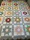 Vintage Quilt Missouri Daisy Or Dahlia Pattern 70x82 Hand Quilted