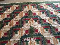 Vintage Quilt Patchwork 86 x 82 All Hand Made Beautiful Quilt