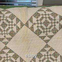 Vintage Quilt Patchwork Gables Block Pattern 78x76 Hand Made Cotton