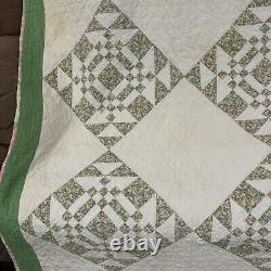 Vintage Quilt Patchwork Gables Block Pattern 78x76 Hand Made Cotton