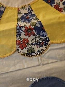 Vintage Quilt Pinwheel Dresden Plate Hand Sewn 72×84 Queen TOP ONLY