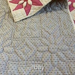 Vintage Quilt Puffy Daisy 73x81 Pink Hand Quilted