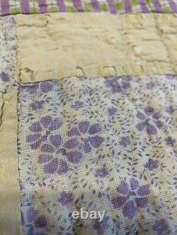 Vintage Quilt Repaired Hand Quilted Blue Paisley Back Cutter 66x77