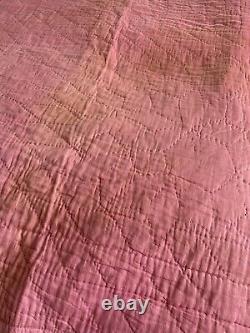 Vintage Quilt Star Feed-sack hand Stitched Restore Cutter 74x68 Pink