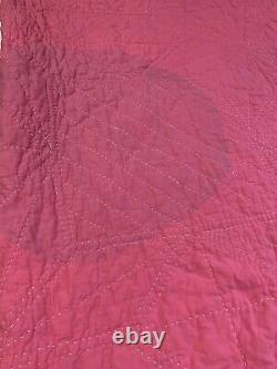 Vintage Quilt Stars Squares 72x90 Hand Quilted Feed Sack