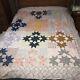 Vintage Quilt Top 1930s 40s Quilt Top Home Made 6' X 6' 10 Shown On Queen Bed