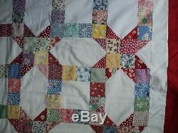 Vintage Quilt Top Hand Sewn from 1930's Fabric 82x94