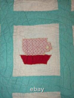 Vintage Quilt With Coffee Cup Pattern 58×73