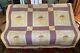 Vintage Quilt Yellow & Lilac Colors Handmade 72 X 83 Pansy Pattern Nice