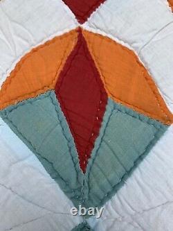 Vintage Quilt tulip type Star 60x80 Hand Quilted. Indiana Amish Quilt