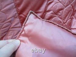Vintage Quilted Satin Pink / Peach 75 x 62 Small Bedspread No Tag No Holes