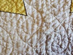 Vintage Quilted Tulip Quilt Stained Glass Look Hot PINK and sooo Pretty